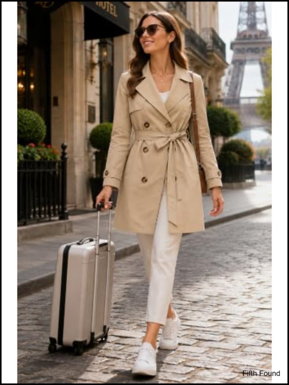 Waterproof Long Trench Coat Double Breasted Belted Lightweight Travel - Picture 3 of 6
